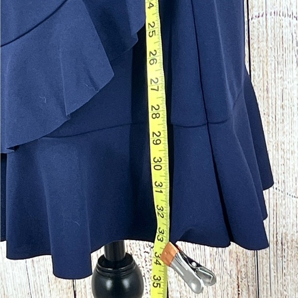 Speechless Faux Wrap Dress Size Large Midnight Blue Cap Sleeve Ruffle Hem NWT - Picture 8 of 11
